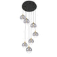 Eurofase Lighting Iissa 21" 7-Light Integrated LED Smoke Glass Shade Gold Steel Multi-Drop Chandelier
