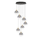 Eurofase Lighting Iissa 21" 7-Light Integrated LED Smoke Glass Shade Gold Steel Multi-Drop Chandelier