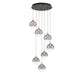 Eurofase Lighting Iissa 21" 7-Light Integrated LED Smoke Glass Shade Gold Steel Multi-Drop Chandelier