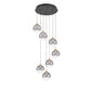 Eurofase Lighting Iissa 21" 7-Light Integrated LED Smoke Glass Shade Gold Steel Multi-Drop Chandelier