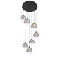 Eurofase Lighting Iissa 21" 7-Light Integrated LED Smoke Glass Shade Gold and Black Steel Multi-Drop Chandelier