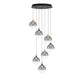 Eurofase Lighting Iissa 21" 7-Light Integrated LED Smoke Glass Shade Gold and Black Steel Multi-Drop Chandelier