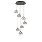 Eurofase Lighting Iissa 21" 7-Light Integrated LED Smoke Glass Shade Gold and Black Steel Multi-Drop Chandelier