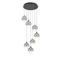 Eurofase Lighting Iissa 21" 7-Light Integrated LED Smoke Glass Shade Gold and Black Steel Multi-Drop Chandelier