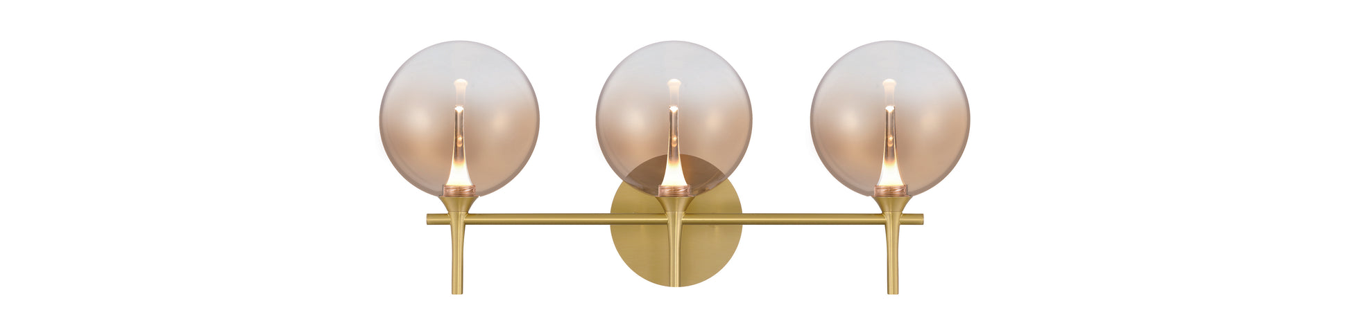 Eurofase Lighting Iissa 24" 3-Light Integrated LED Amber Glass Shade Gold Steel Vanity Light