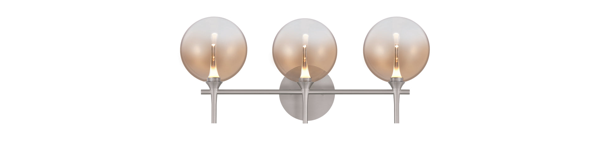 Eurofase Lighting Iissa 24" 3-Light Integrated LED Amber Glass Shade Satin Nickel Steel Vanity Light