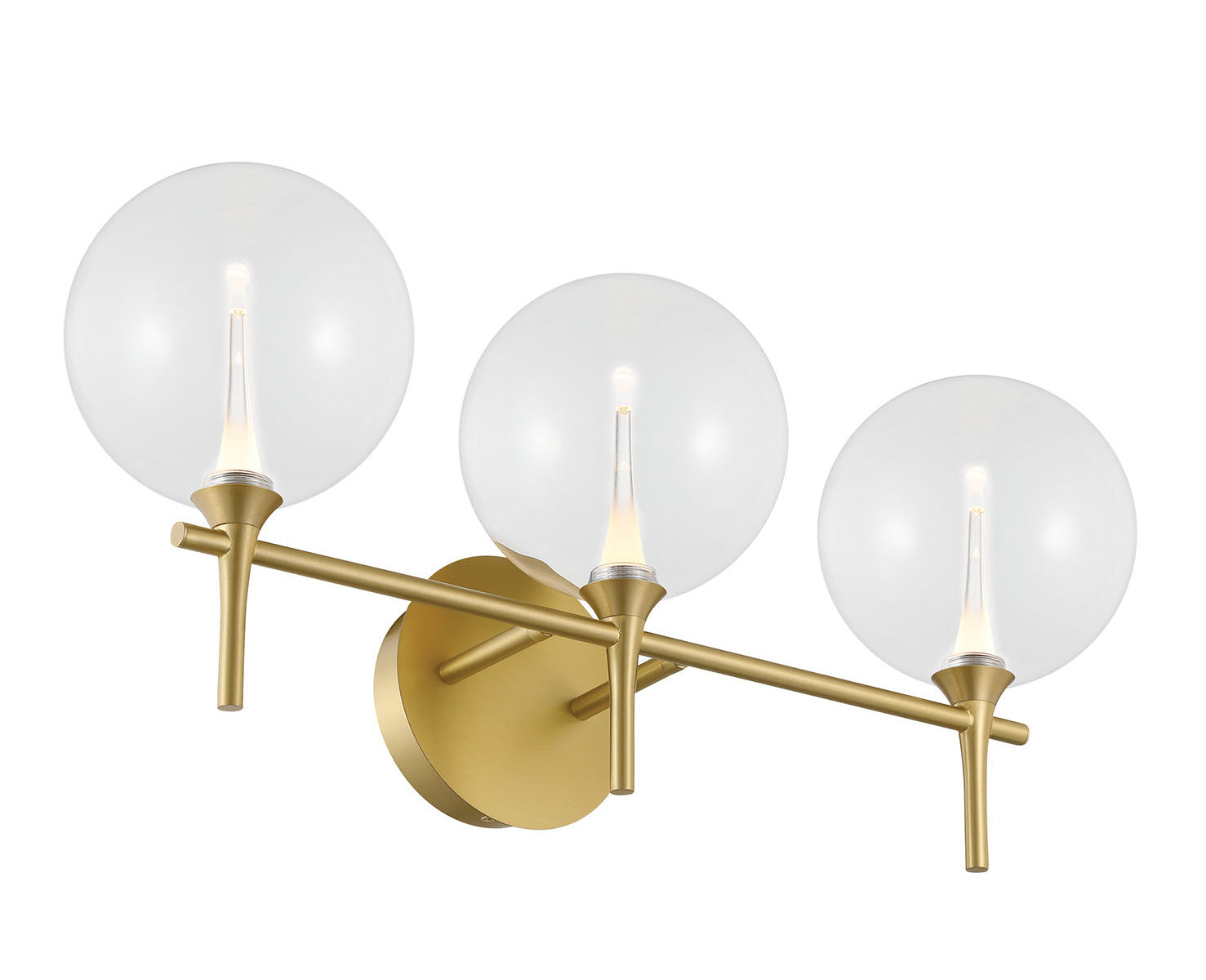 Eurofase Lighting Iissa 24" 3-Light Integrated LED Clear Glass Shade Gold Steel Vanity Light