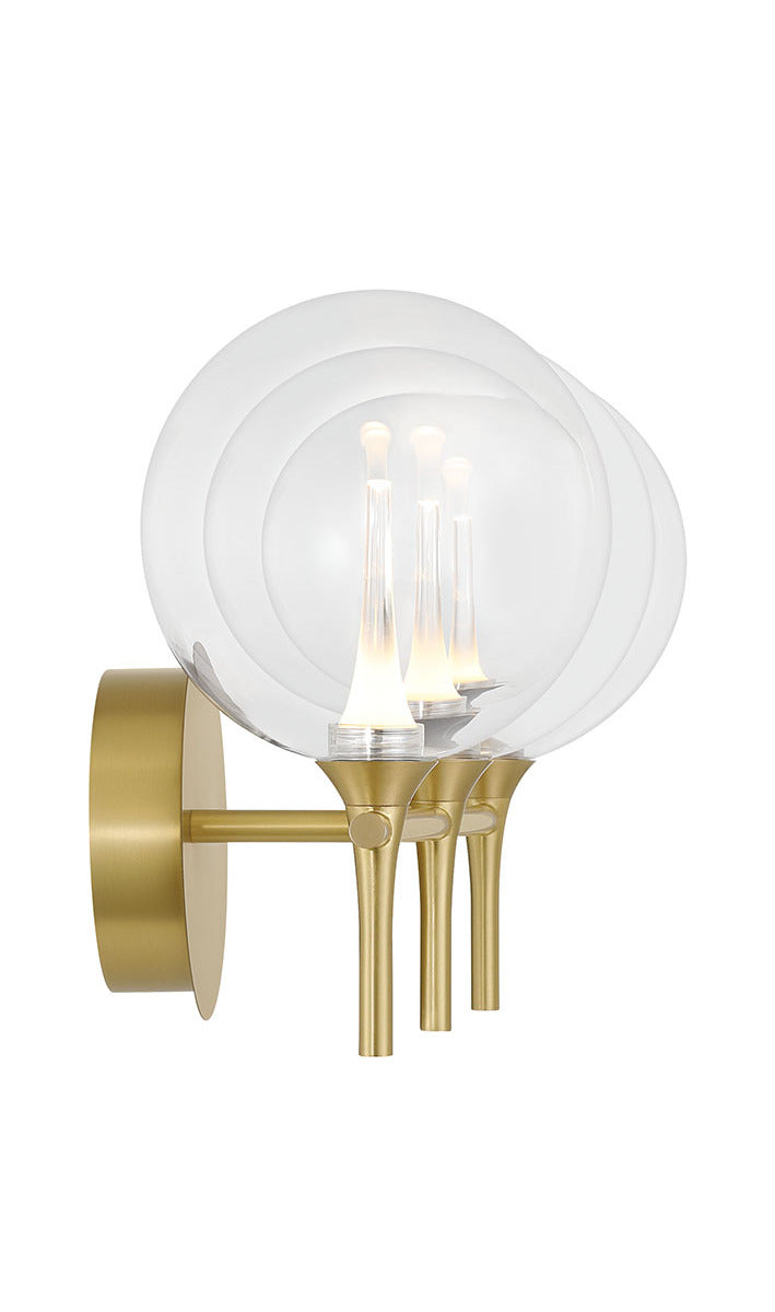 Eurofase Lighting Iissa 24" 3-Light Integrated LED Clear Glass Shade Gold Steel Vanity Light