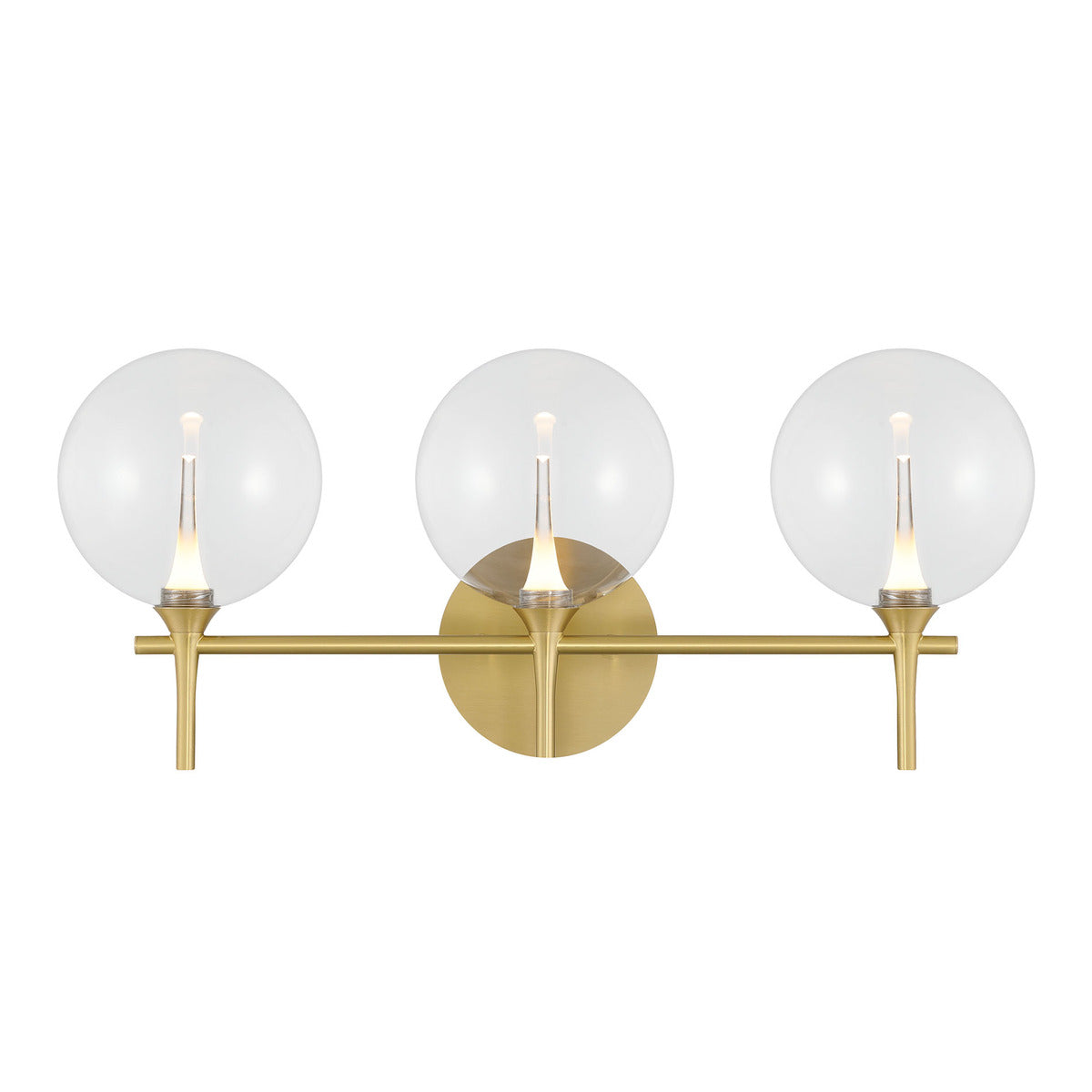 Eurofase Lighting Iissa 24" 3-Light Integrated LED Clear Glass Shade Gold Steel Vanity Light