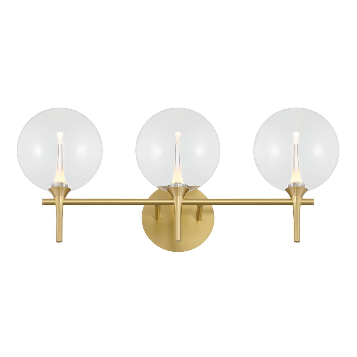 Eurofase Lighting Iissa 24" 3-Light Integrated LED Clear Glass Shade Gold Steel Vanity Light