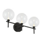 Eurofase Lighting Iissa 24" 3-Light Integrated LED Clear Glass Shade Matte Black Steel Vanity Light