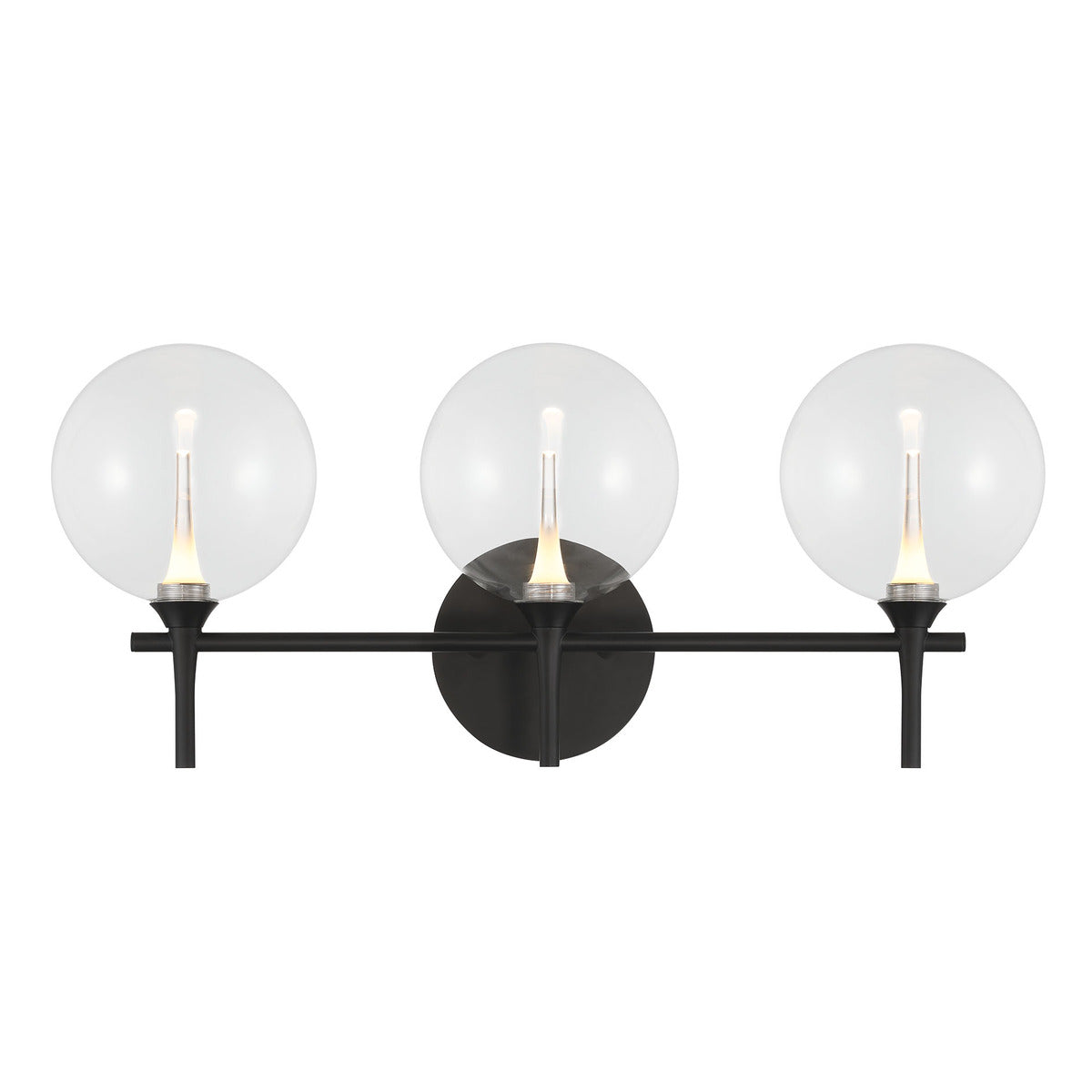 Eurofase Lighting Iissa 24" 3-Light Integrated LED Clear Glass Shade Matte Black Steel Vanity Light