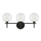 Eurofase Lighting Iissa 24" 3-Light Integrated LED Clear Glass Shade Matte Black Steel Vanity Light