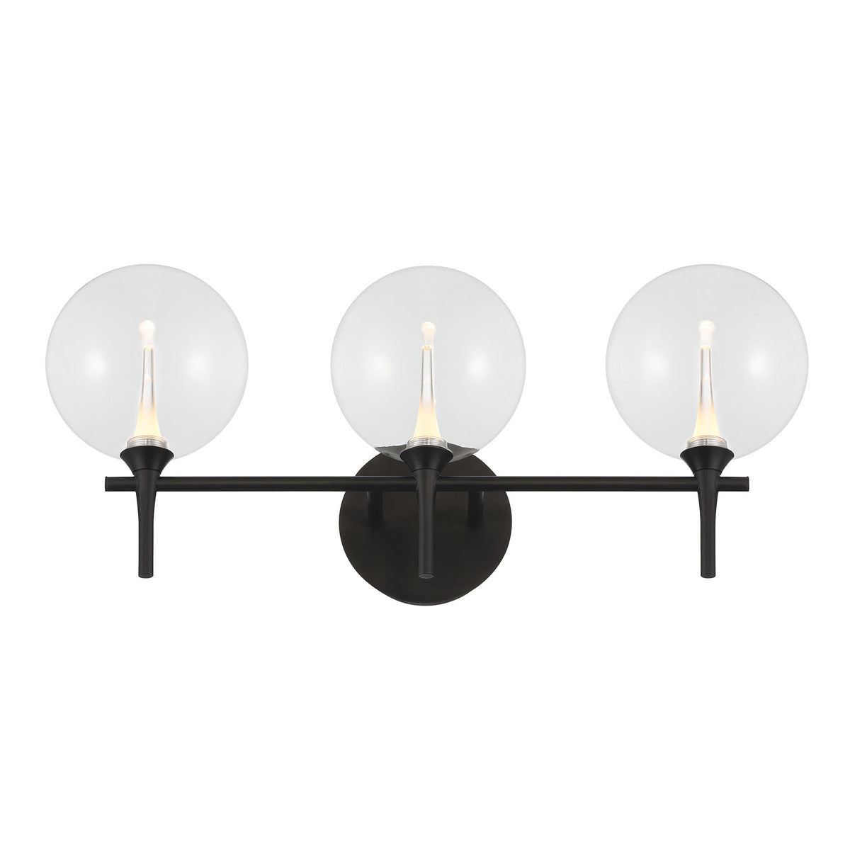 Eurofase Lighting Iissa 24" 3-Light Integrated LED Clear Glass Shade Matte Black Steel Vanity Light