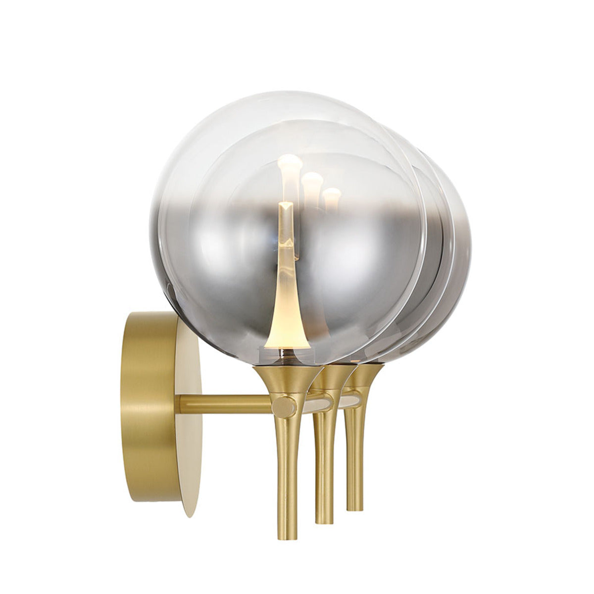 Eurofase Lighting Iissa 24" 3-Light Integrated LED Smoke Glass Shade Gold Steel Vanity Light