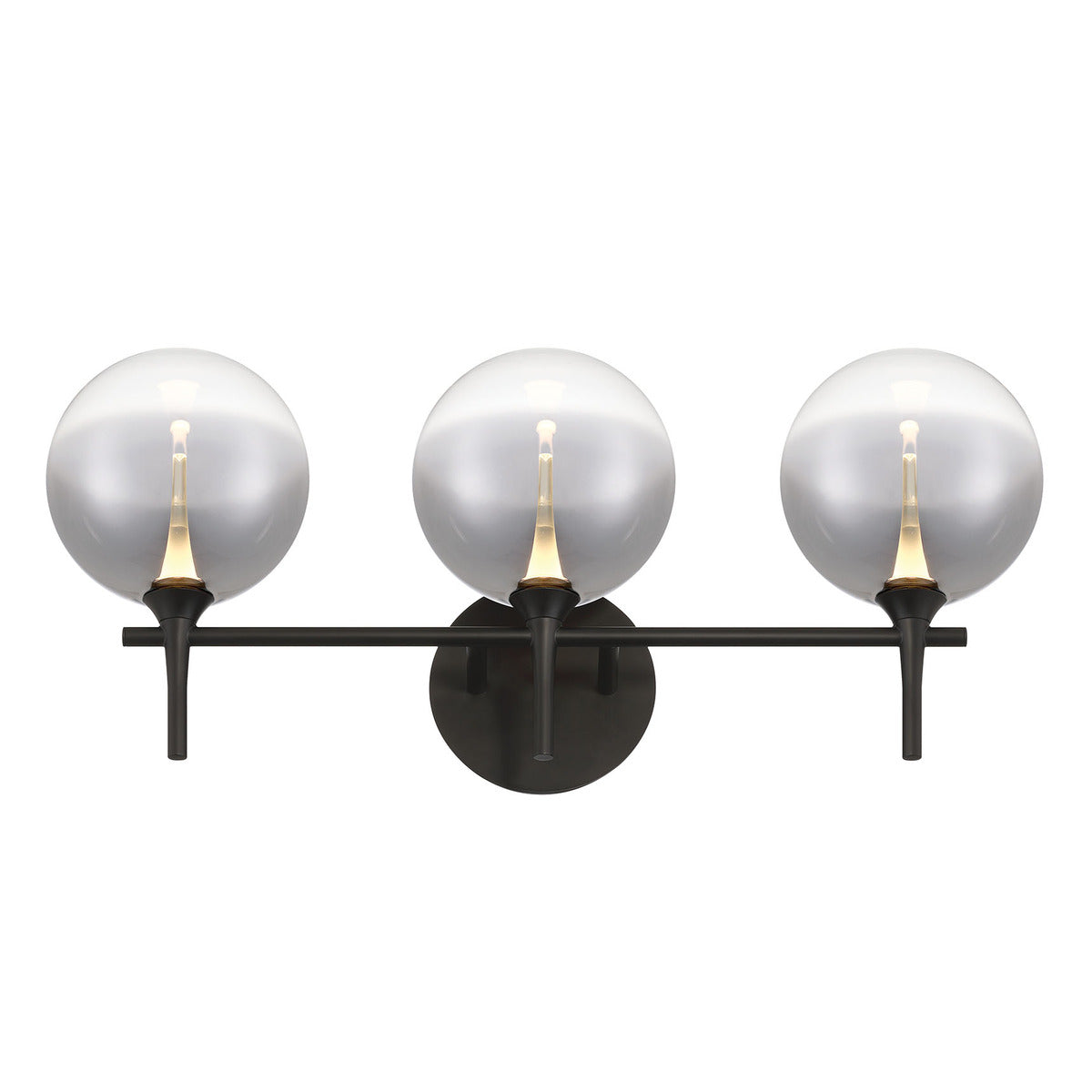 Eurofase Lighting Iissa 24" 3-Light Integrated LED Smoke Glass Shade Matte Black Steel Vanity Light