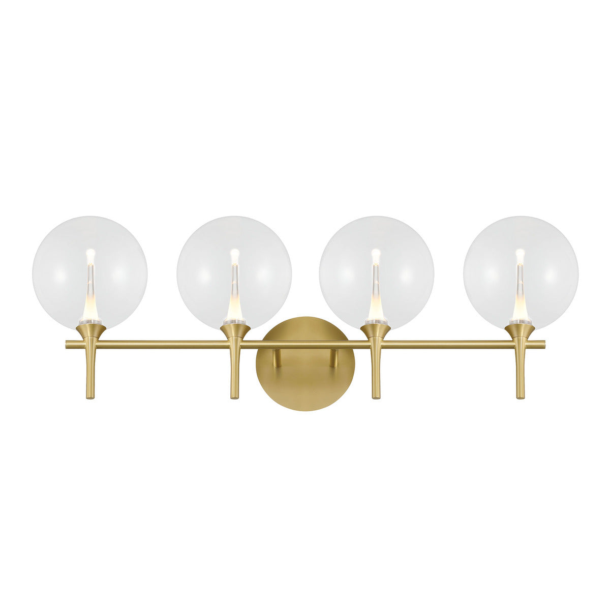 Eurofase Lighting Iissa 30" 4-Light Integrated LED Clear Glass Shade Gold Steel Vanity Light