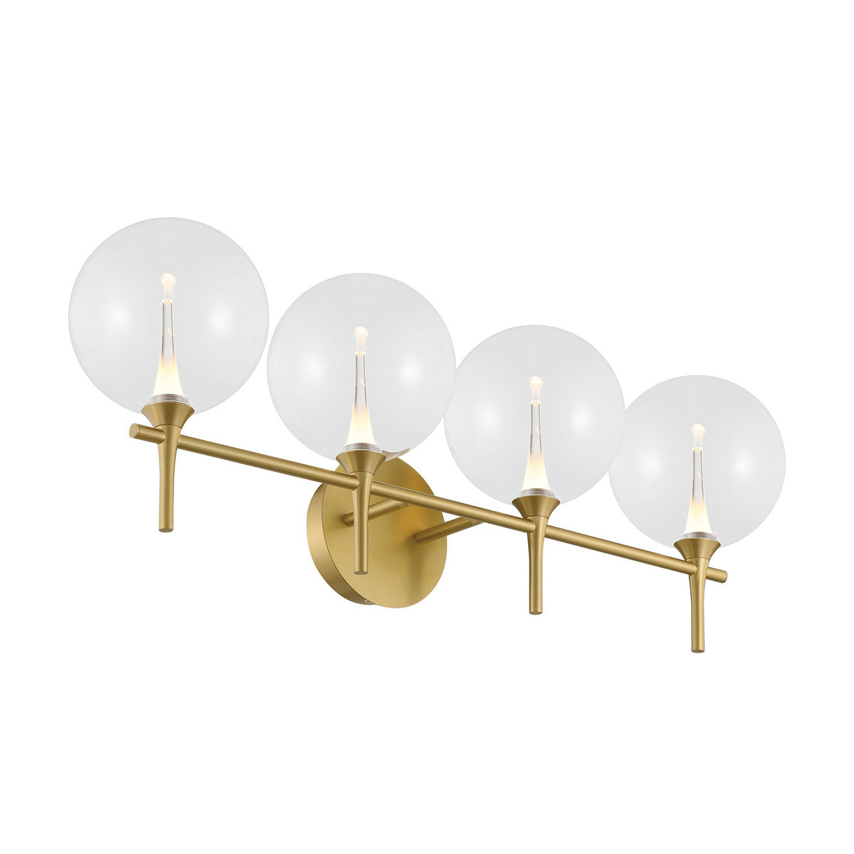 Eurofase Lighting Iissa 30" 4-Light Integrated LED Clear Glass Shade Gold Steel Vanity Light