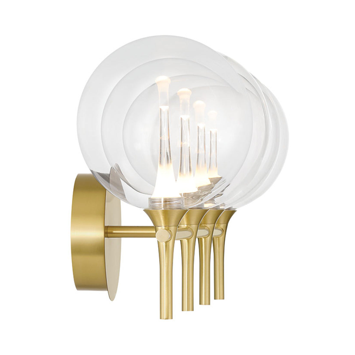 Eurofase Lighting Iissa 30" 4-Light Integrated LED Clear Glass Shade Gold Steel Vanity Light