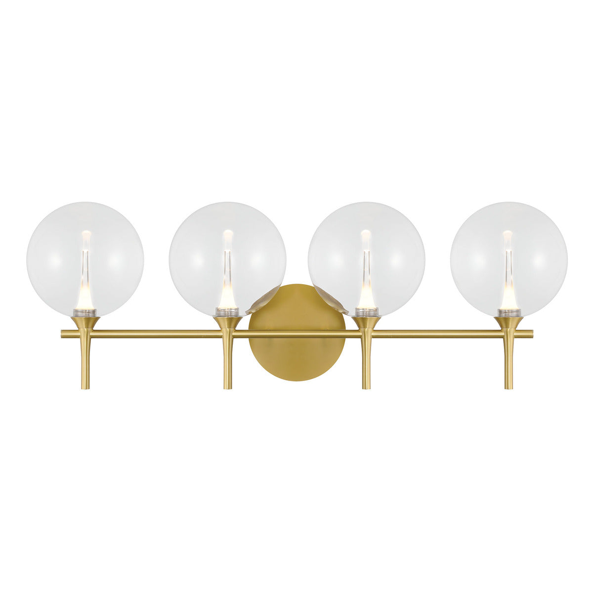 Eurofase Lighting Iissa 30" 4-Light Integrated LED Clear Glass Shade Gold Steel Vanity Light