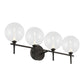 Eurofase Lighting Iissa 30" 4-Light Integrated LED Clear Glass Shade Matte Black Steel Vanity Light