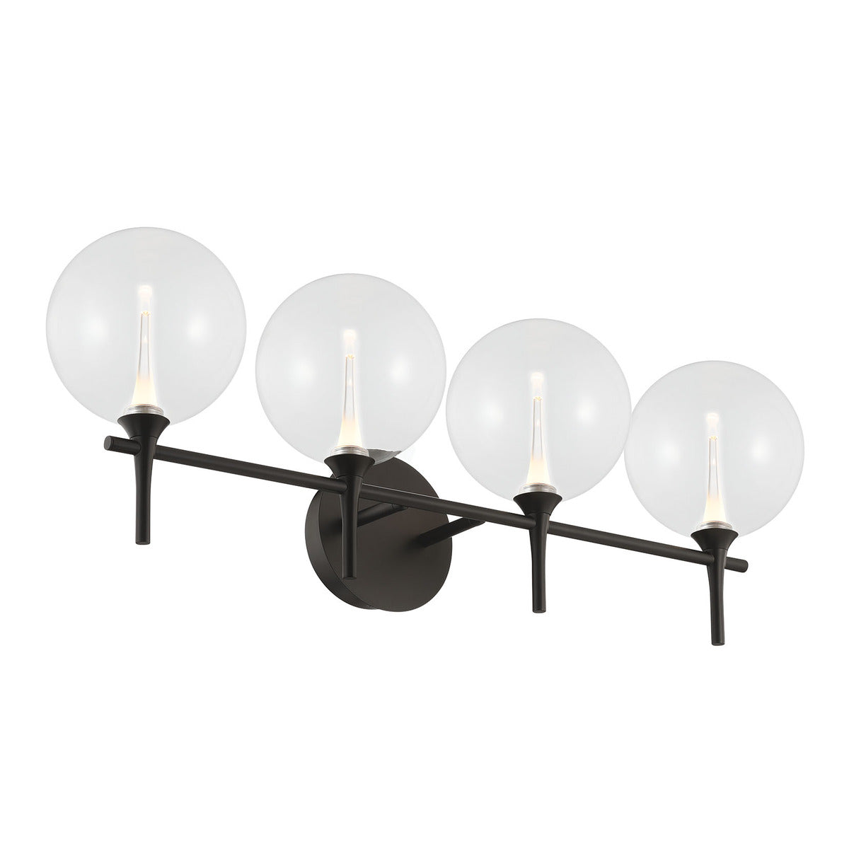 Eurofase Lighting Iissa 30" 4-Light Integrated LED Clear Glass Shade Matte Black Steel Vanity Light