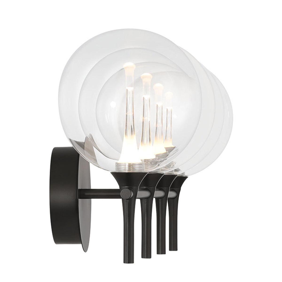 Eurofase Lighting Iissa 30" 4-Light Integrated LED Clear Glass Shade Matte Black Steel Vanity Light