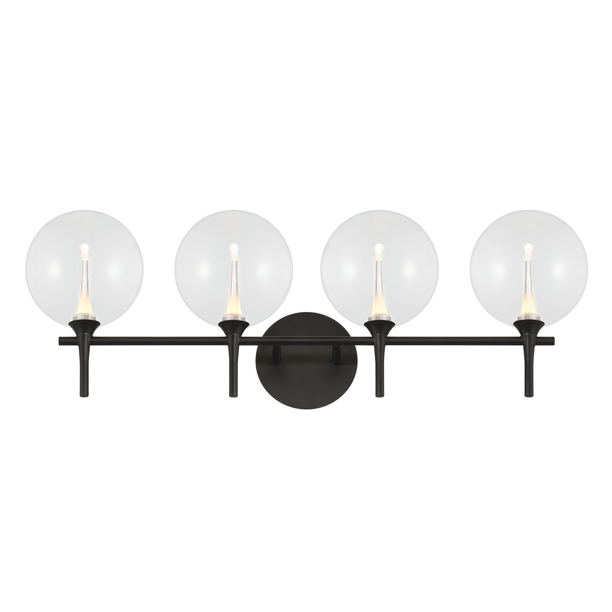 Eurofase Lighting Iissa 30" 4-Light Integrated LED Clear Glass Shade Matte Black Steel Vanity Light