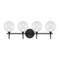 Eurofase Lighting Iissa 30" 4-Light Integrated LED Clear Glass Shade Matte Black Steel Vanity Light