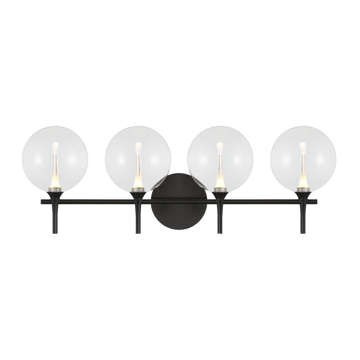 Eurofase Lighting Iissa 30" 4-Light Integrated LED Clear Glass Shade Matte Black Steel Vanity Light