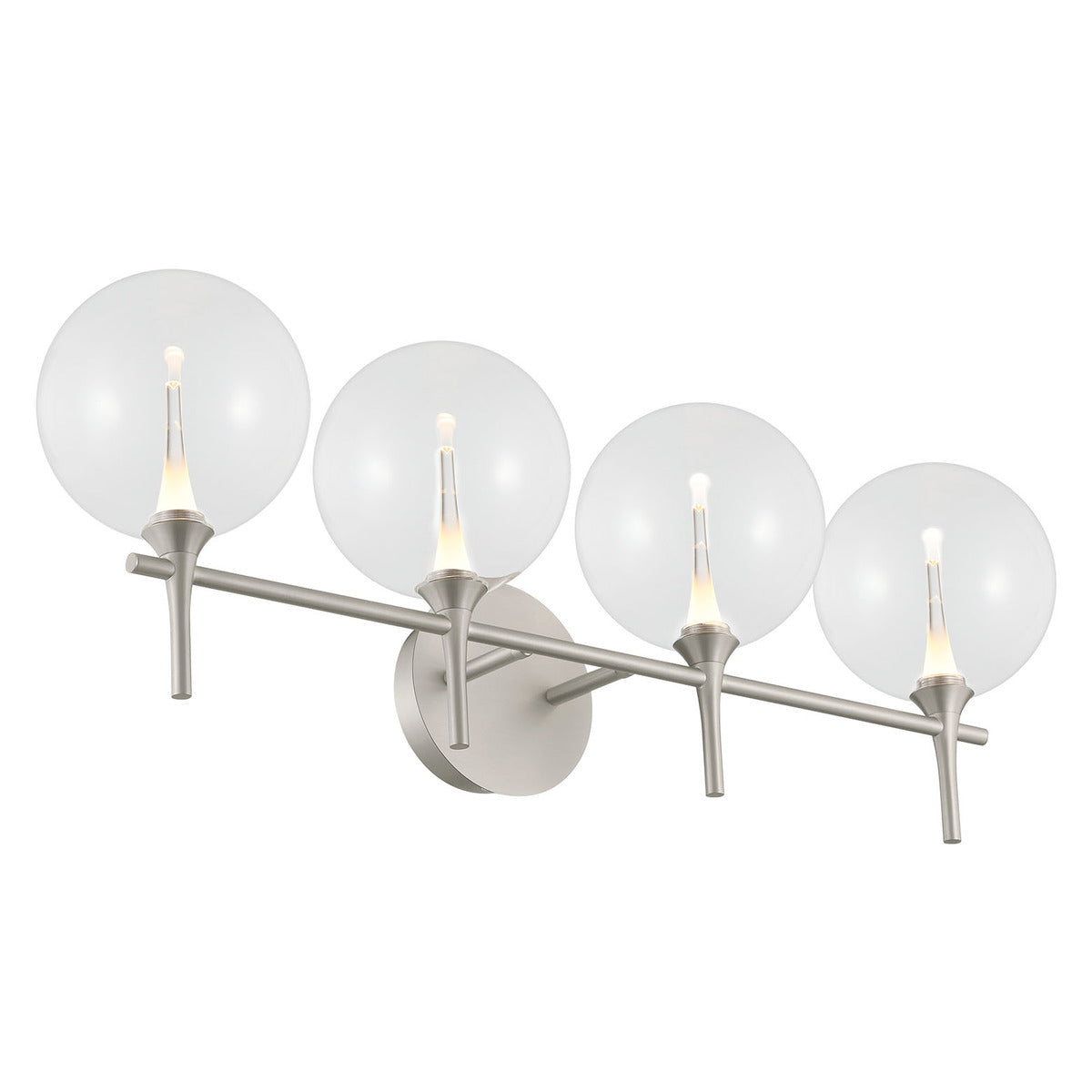 Eurofase Lighting Iissa 30" 4-Light Integrated LED Clear Glass Shade Satin Nickel Steel Vanity Light