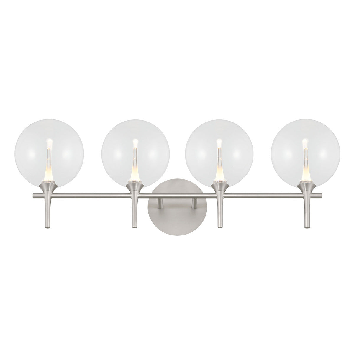 Eurofase Lighting Iissa 30" 4-Light Integrated LED Clear Glass Shade Satin Nickel Steel Vanity Light