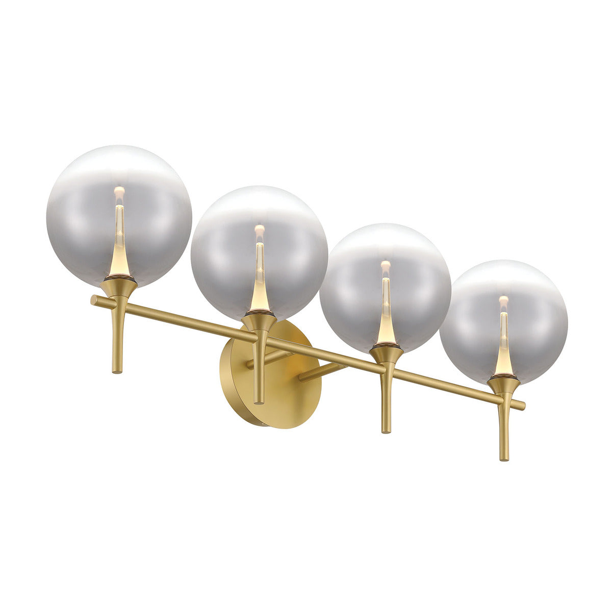 Eurofase Lighting Iissa 30" 4-Light Integrated LED Smoke Glass Shade Gold Steel Vanity Light