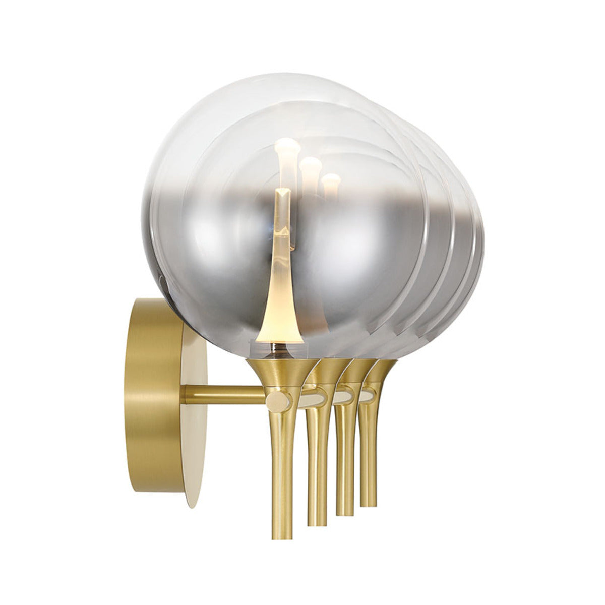 Eurofase Lighting Iissa 30" 4-Light Integrated LED Smoke Glass Shade Gold Steel Vanity Light