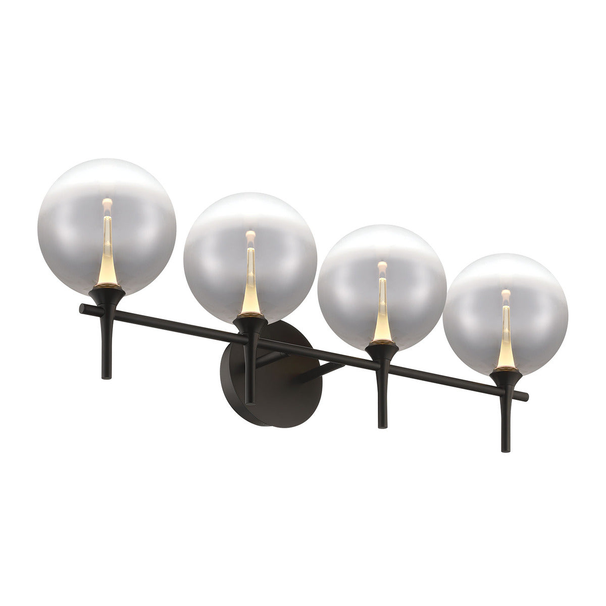 Eurofase Lighting Iissa 30" 4-Light Integrated LED Smoke Glass Shade Matte Black Steel Vanity Light