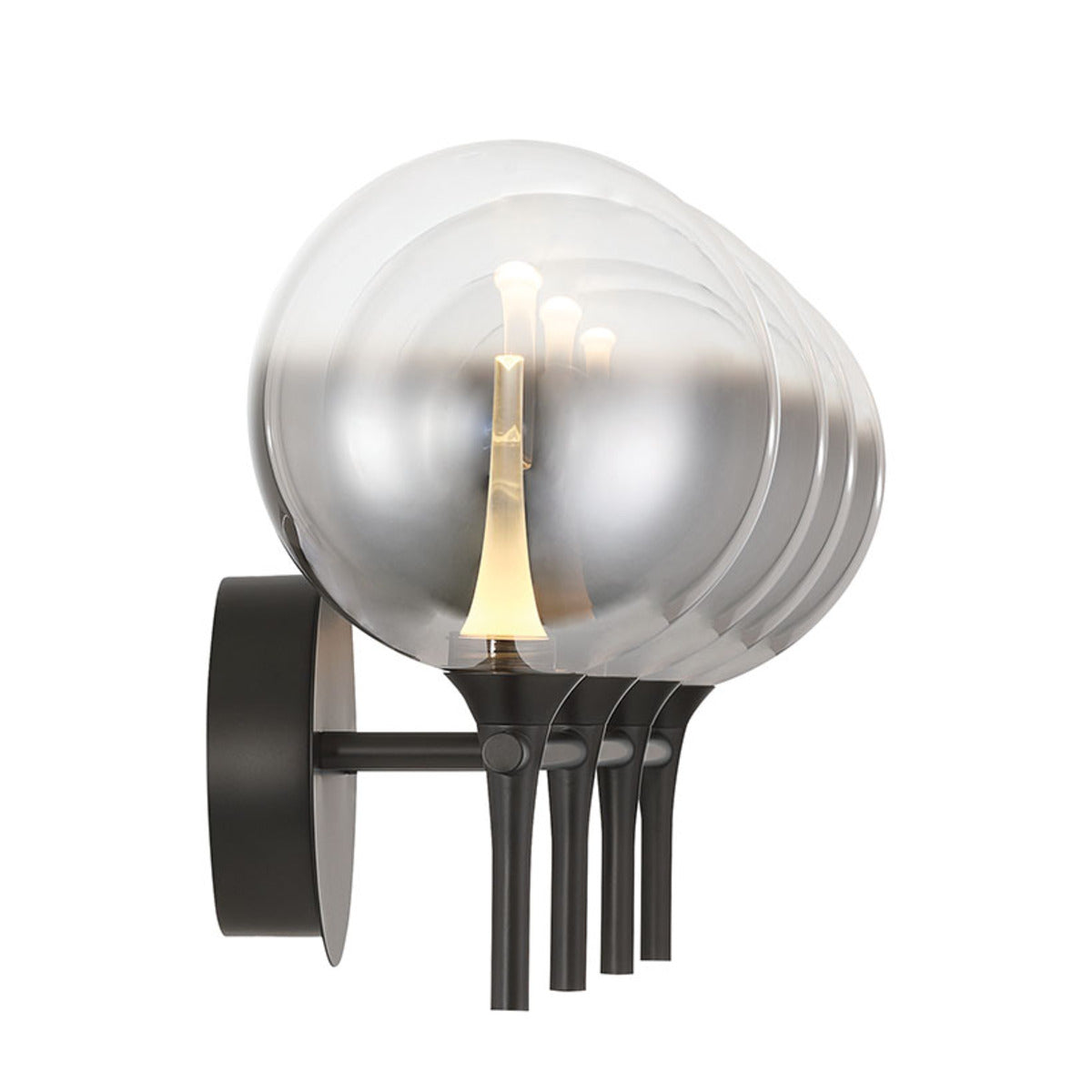 Eurofase Lighting Iissa 30" 4-Light Integrated LED Smoke Glass Shade Matte Black Steel Vanity Light