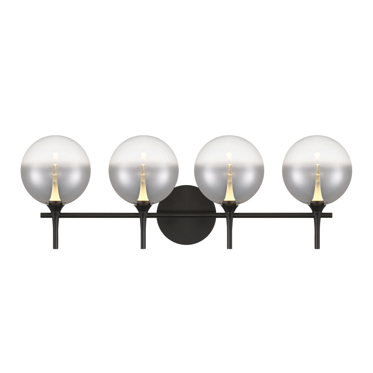 Eurofase Lighting Iissa 30" 4-Light Integrated LED Smoke Glass Shade Matte Black Steel Vanity Light