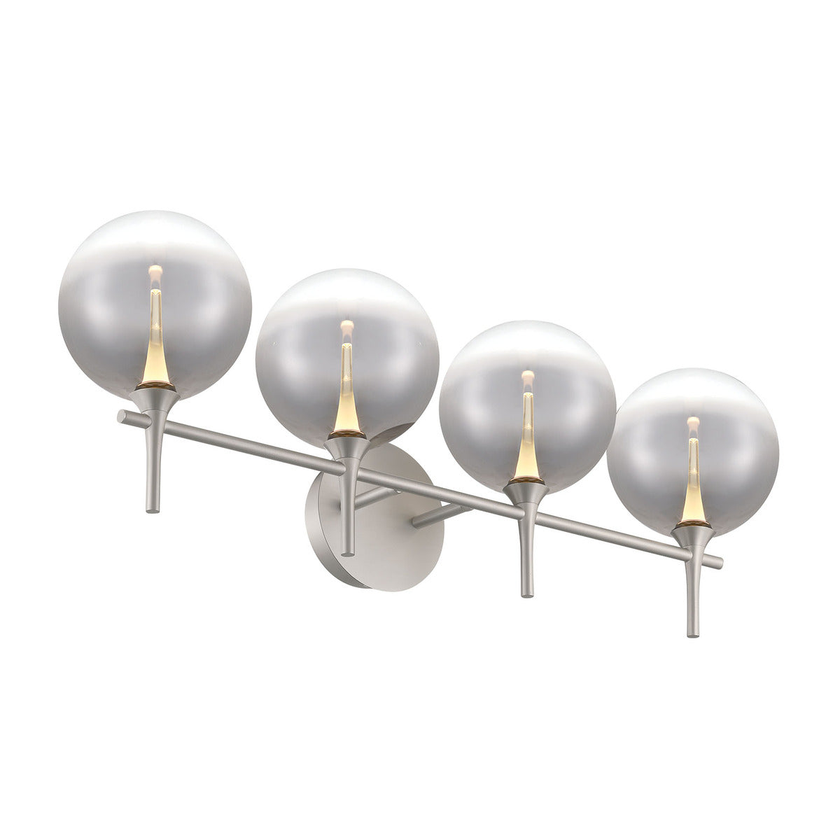 Eurofase Lighting Iissa 30" 4-Light Integrated LED Smoke Glass Shade Satin Nickel Steel Vanity Light