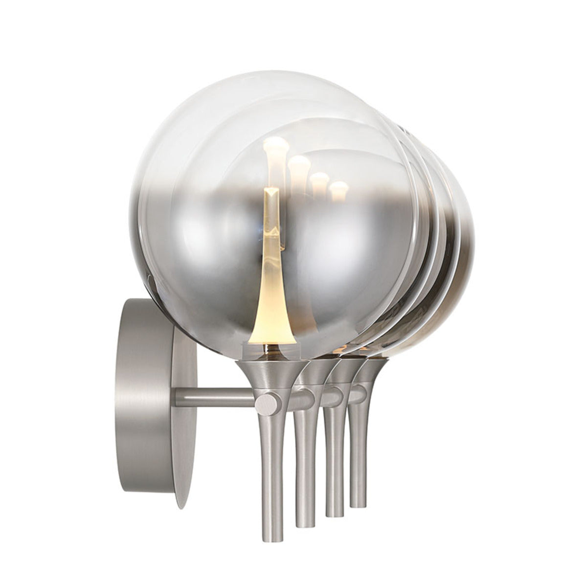 Eurofase Lighting Iissa 30" 4-Light Integrated LED Smoke Glass Shade Satin Nickel Steel Vanity Light