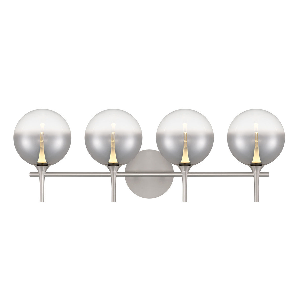 Eurofase Lighting Iissa 30" 4-Light Integrated LED Smoke Glass Shade Satin Nickel Steel Vanity Light