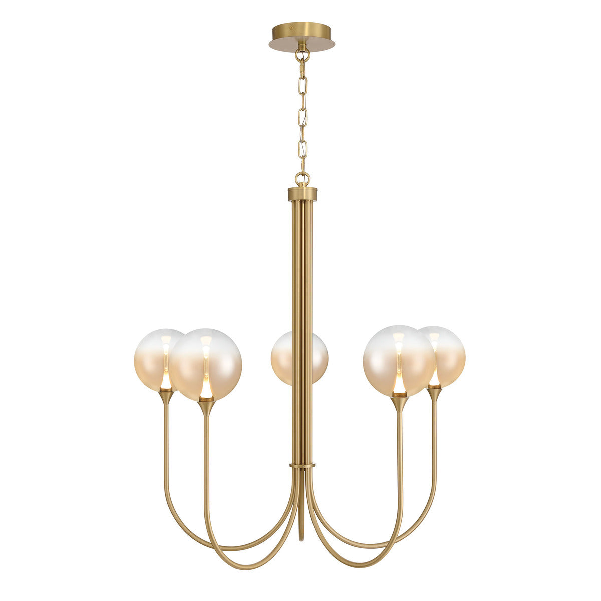 Eurofase Lighting Iissa 34" 5-Light Integrated LED Amber Glass Shade Gold Steel Chandelier