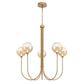 Eurofase Lighting Iissa 34" 5-Light Integrated LED Amber Glass Shade Gold Steel Chandelier