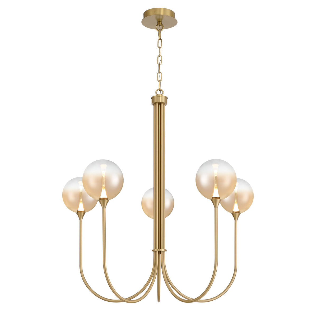 Eurofase Lighting Iissa 34" 5-Light Integrated LED Amber Glass Shade Gold Steel Chandelier