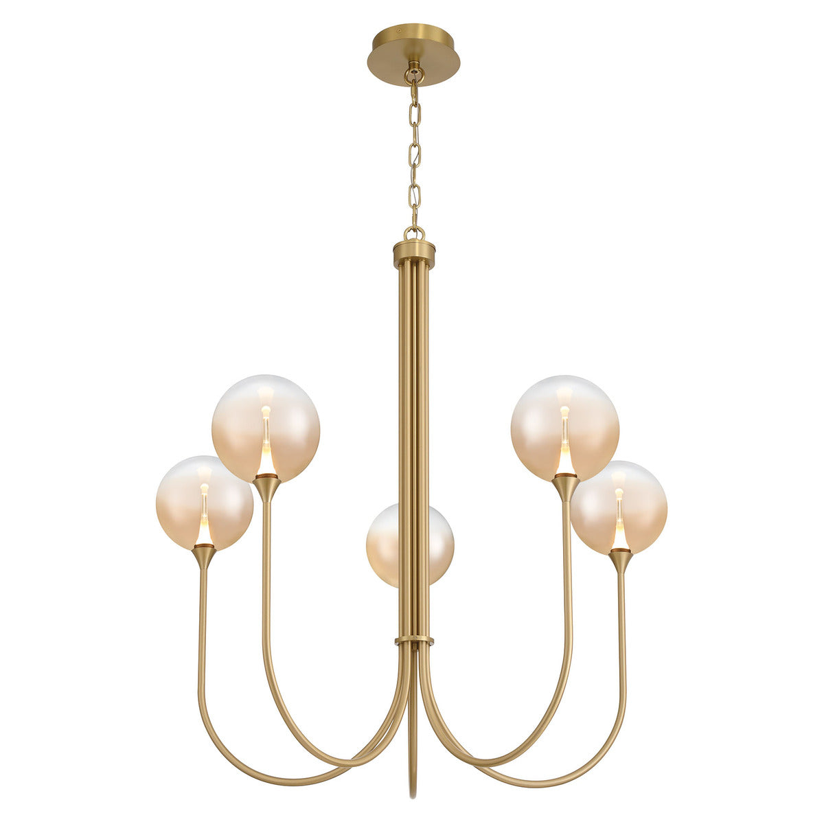 Eurofase Lighting Iissa 34" 5-Light Integrated LED Amber Glass Shade Gold Steel Chandelier