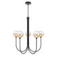 Eurofase Lighting Iissa 34" 5-Light Integrated LED Amber Glass Shade Matte Black Steel Chandelier