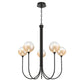 Eurofase Lighting Iissa 34" 5-Light Integrated LED Amber Glass Shade Matte Black Steel Chandelier