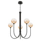 Eurofase Lighting Iissa 34" 5-Light Integrated LED Amber Glass Shade Matte Black Steel Chandelier