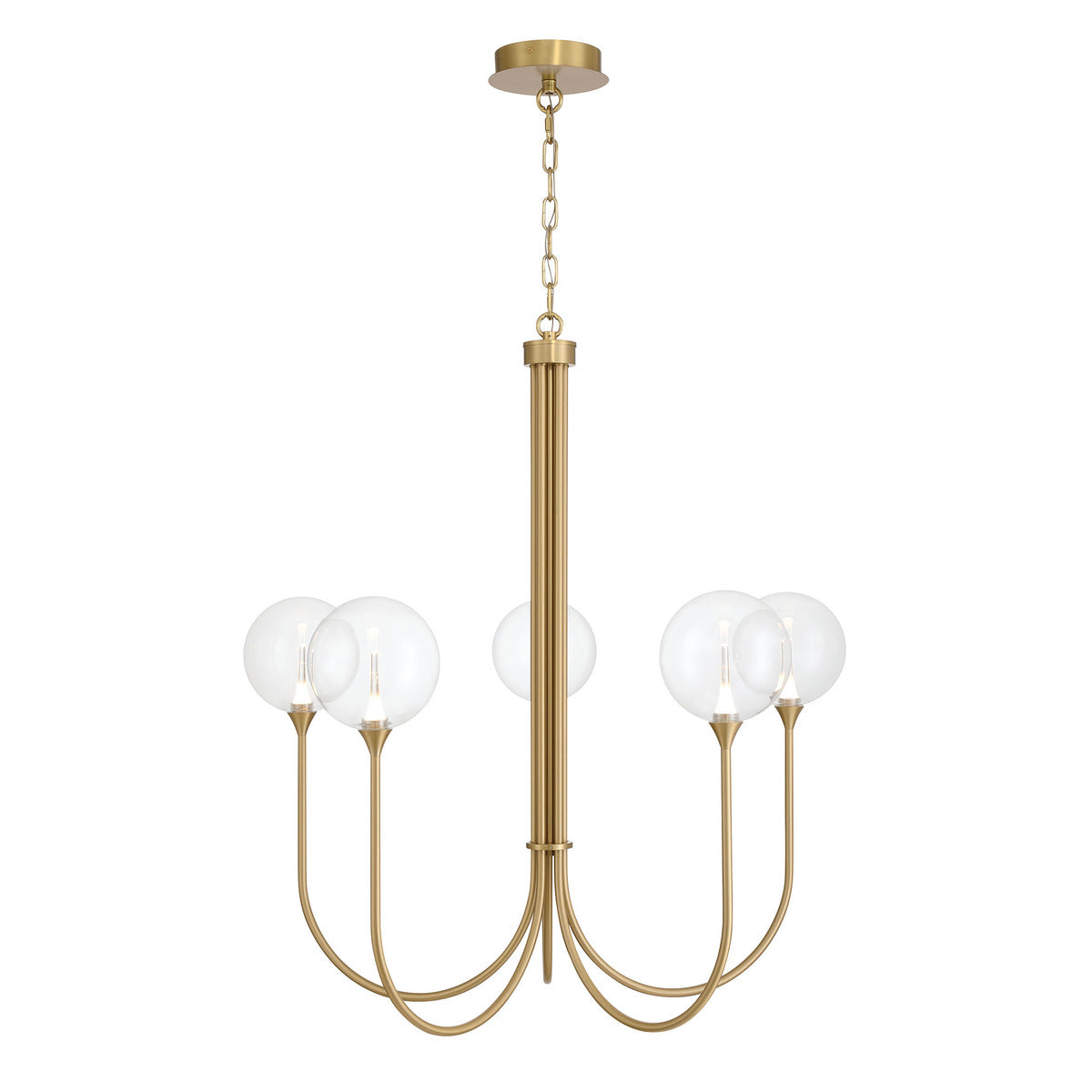 Eurofase Lighting Iissa 34" 5-Light Integrated LED Clear Glass Shade Gold Steel Chandelier
