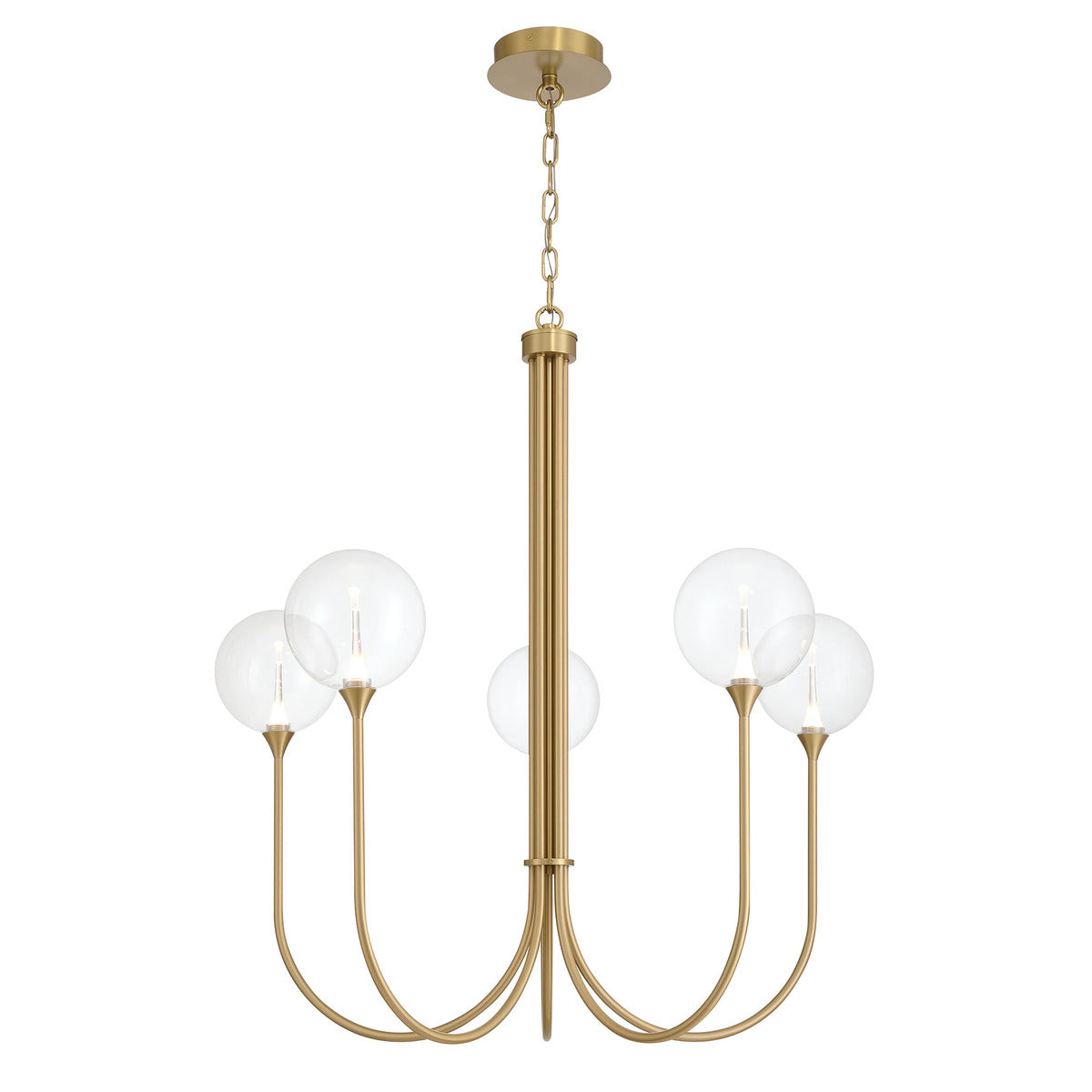 Eurofase Lighting Iissa 34" 5-Light Integrated LED Clear Glass Shade Gold Steel Chandelier
