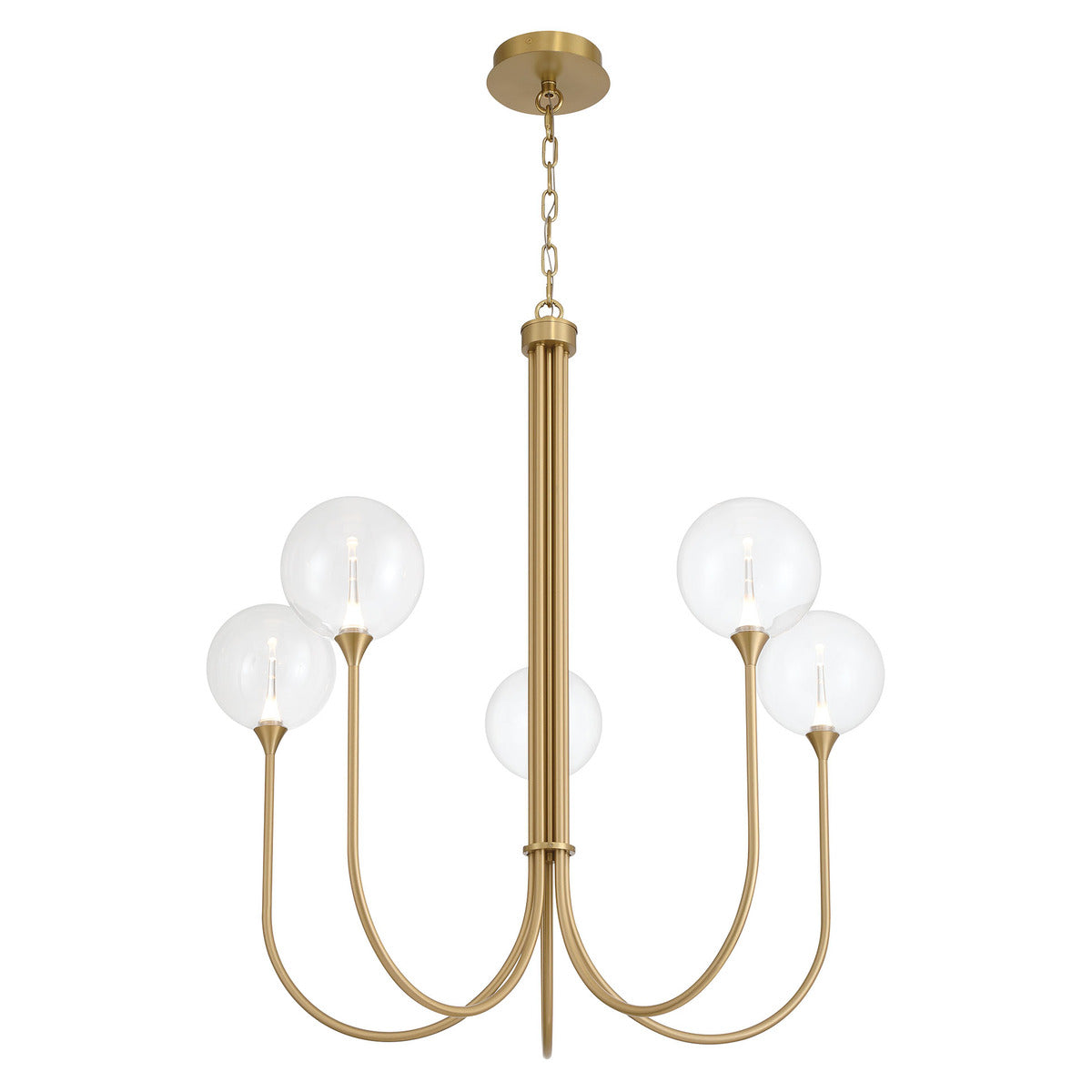 Eurofase Lighting Iissa 34" 5-Light Integrated LED Clear Glass Shade Gold Steel Chandelier